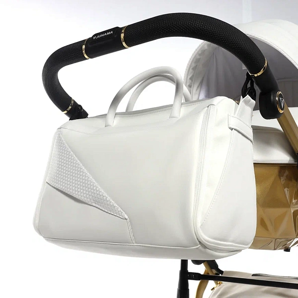 Детская коляска Junama Diamond Mirror Satin V2 2 в 1 на золотой раме фото 13