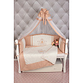 Комплект постели Premium в кроватку AmaroBaby Sweet Dreams, 7 предметов, сатин Кофе, Сатин — Фото