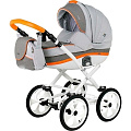Детская коляска BeBe-Mobile Ines R 2 в 1, ткань+эко-кожа (R5 (Orange-Grey)
						
					) — Фото