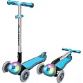 Трехколесный самокат Globber Elite F My Free Fold Up 448 со светящейся платформой (Sky Blue) — Фото