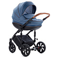 Детская коляска Tutis Mimi Style 2 в 1, ткань+эко-кожа Детская коляска Tutis Mimi Style 2 в 1, ткань+эко-кожа 382 Деним+ кожа Синяя — Фото