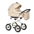 Детская коляска Indigo Barbara Classic 2021 2 в 1 на белой раме (Ba 03 св.бежевый
						
					) — Фото