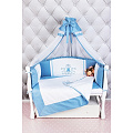 Комплект постели Premium в кроватку AmaroBaby Sweet Dreams, 7 предметов, сатин Комплект постели Premium в кроватку AmaroBaby Sweet Dreams, 7 предметов, сатин Синий, Сатин — Фото
