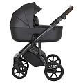 Детская коляска Roan Bass Next 2 в 1, кожа RN080/1 Black Pearl/Black/т.коричневая ручка — Фото