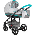 Детская коляска BeBe-Mobile Movo R 3 в 1, ткань+эко-кожа (R14 (Mint-Grey-Black)
						
					) — Фото