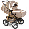 Детская коляска-трансформер Adamex Galaxy (коричневый/бежевый с принтом
						
					) — Фото