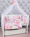 Комплект постельного белья в кроватку AmaroBaby Мишка (6+12 подушек-бортиков) Комплект постельного белья в кроватку AmaroBaby Мишка (6+12 подушек-бортиков) Розовый — Фото