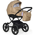 Детская коляска Indigo 18 Special Plus 14" 2 в 1, ткань + эко-кожа (Sp 18 Темно-бежевая кожа
						
					) — Фото