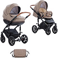 Детская коляска Tutis Mimi Style 2 в 1, ткань+эко-кожа Детская коляска Tutis Mimi Style 2 в 1, ткань+эко-кожа 325 Бежевый лен + кожа коричневая — Фото