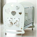 Детская кроватка Baby Expert Bon Bon, колесо + качалка Детская кроватка Baby Expert Bon Bon, колесо + качалка (Белый - Серый) — Фото