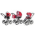 Детская коляска Esspero Classic 3 в 1, шасси Chrome Red Grey — Фото