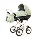 Детская коляска Esperanza Victoria Leatherette кожа 2 в 1 Цвет рамы - Бежевый - Маленькие колеса (30
						
					) — Фото