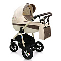Детская коляска Verdi Pepe Eco Plus 3 в 1, ткань+эко-кожа (30 Flower Choco
						
					) — Фото