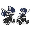 Детская коляска Esspero Newborn Lux 2 в 1, шасси Chrome Navy Grey — Фото