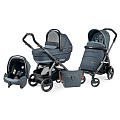 Детская коляска Peg-Perego Book Plus Completo 3 в 1, шасси Jet (Blue Denim
						
					) — Фото