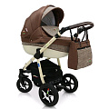 Детская коляска Verdi Pepe Eco Plus 3 в 1, ткань+эко-кожа (34 Linen White
						
					) — Фото