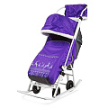 Санки-коляска Kristy Мое детство норвежский орнамент с муфтой (фиолетовый) — Фото