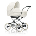 Коляска-люлька для новорожденного Inglesina Vittoria, шасси Comfort Chrome, эко-кожа (Gardenia
						
					) — Фото