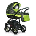 Детская коляска Verdi Pepe Eco Plus 3 в 1, ткань+эко-кожа (01 Green Dots
						
					) — Фото