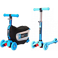 Каталка-самокат 3 в 1 Y-Scoo Mini Jump&Go со светящимися колесами (Aqua) — Фото