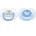 86175 Avent Пустышка "i love mama" 0-6 мес силиконовый 2 штуки (Голубой) — Фото