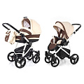 Детская коляска Esspero Newborn Lux 2 в 1, шасси White Beige Brown — Фото