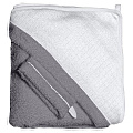 Махровое полотенце с уголком и варежка для купания Red Castle "Hooded Towel" art. 0304 0304134 / Grey-White — Фото