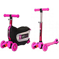 Каталка-самокат 3 в 1 Y-Scoo Mini Jump&Go со светящимися колесами (Pink) — Фото