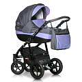 Детская коляска Verdi Pepe Eco Plus 3 в 1, ткань+эко-кожа (06 Lila
						
					) — Фото